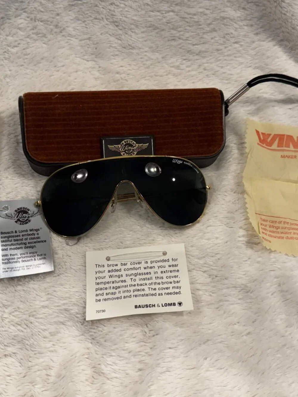 Vintage Bausch & Lomb Wings L1375 Arista Gray Sunglasses Complete Set